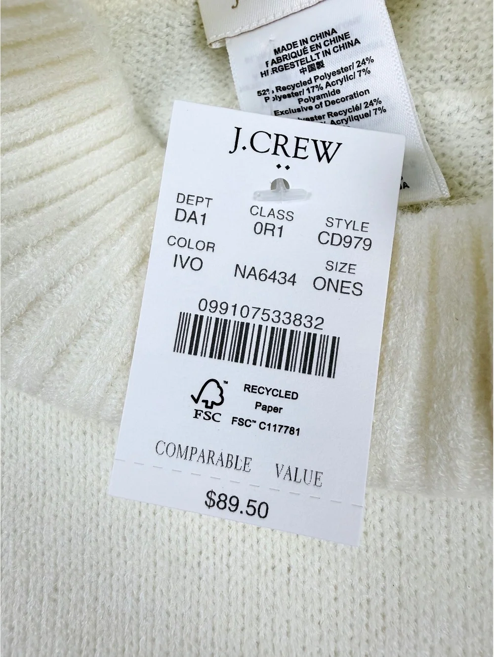 J. Crew crew ivory